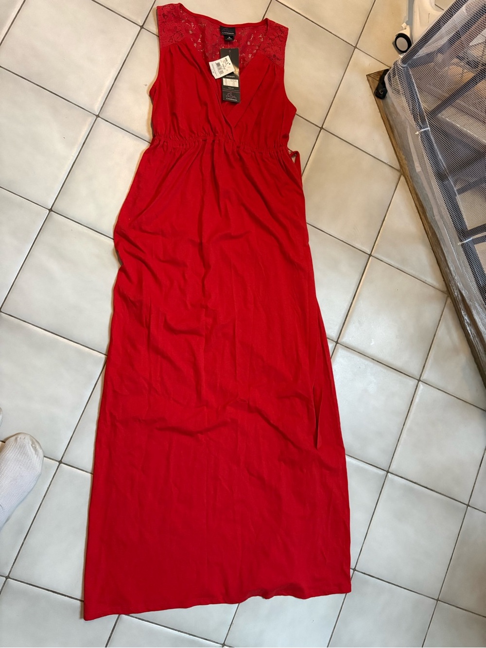 Sleeveless Red Maxi maternity Dress